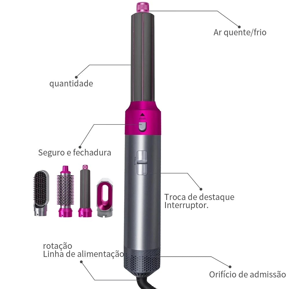 Secador de Cabelo 5 em 1 com Escova iônica - Tecnologia Avançada para um Cabelo Perfeito - 110V